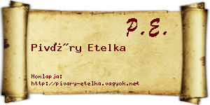 Piváry Etelka névjegykártya